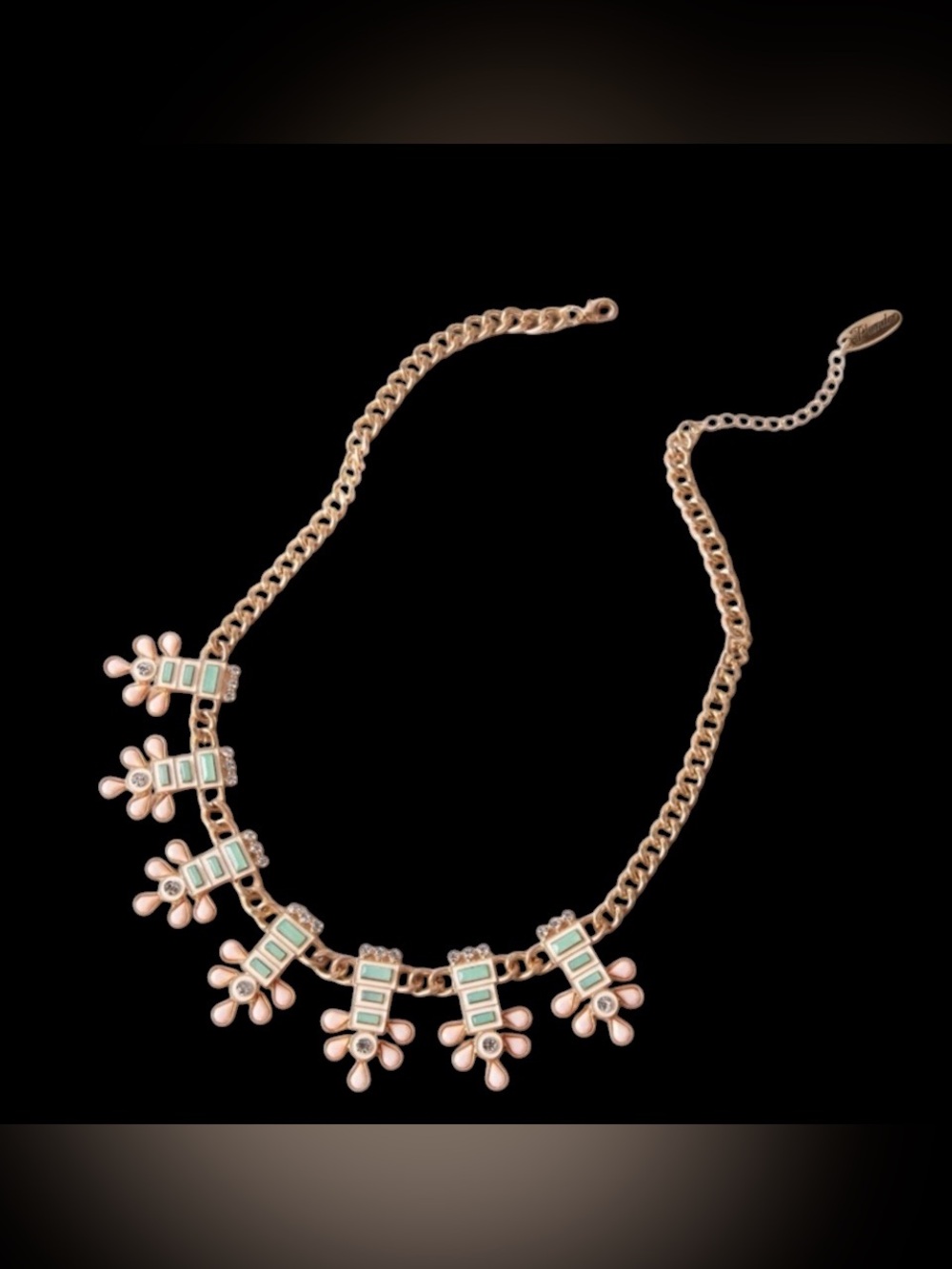 Plunder Gold-Tone Necklace with Mint and Blush Floral Drops